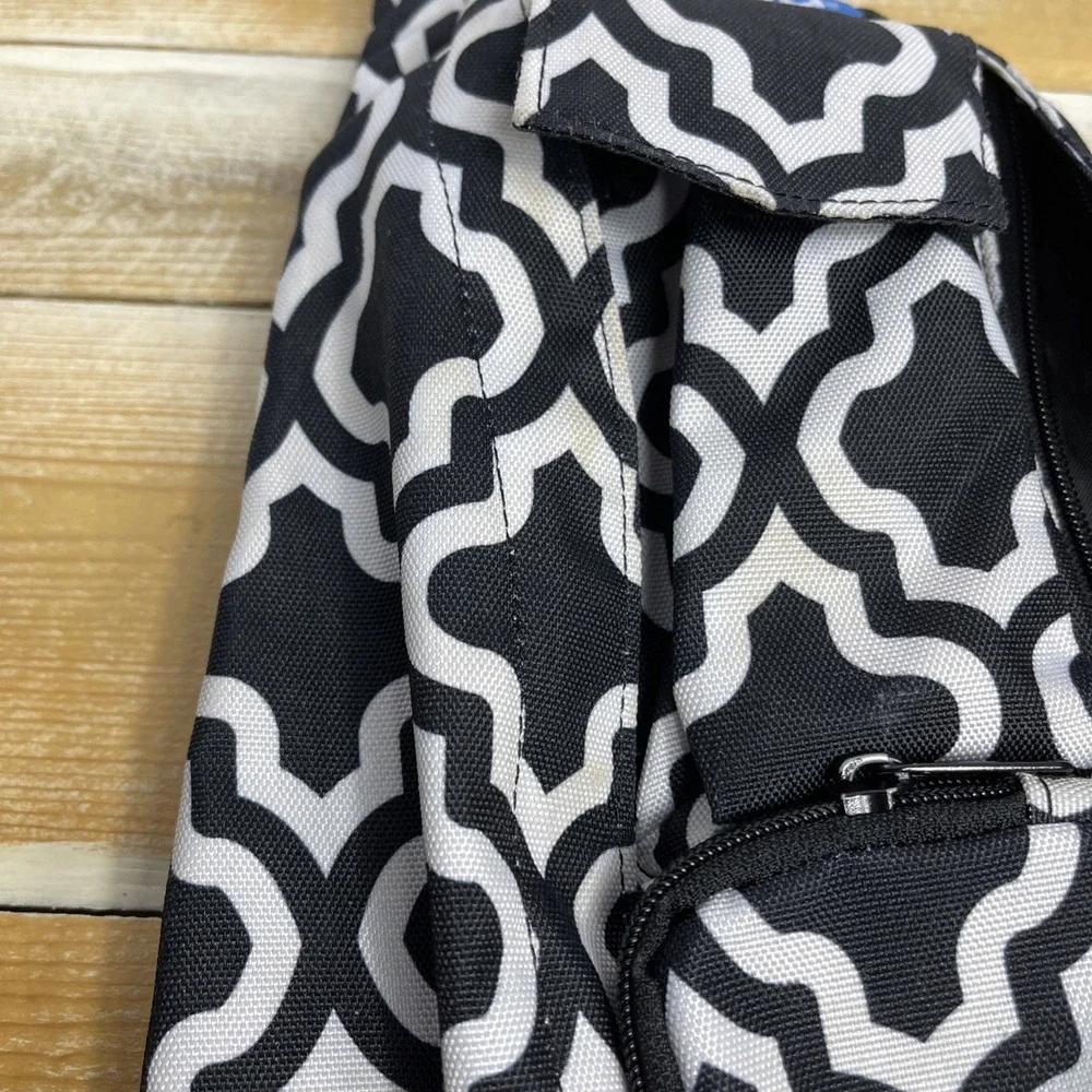 KAVU SLING BACK Black & White‎ Geometric Print Back Rope Canvas